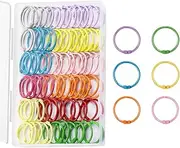 Metallic Loose Leaf Binder Rings,with 1 Clear Organizer Box(1.2 Inch),Flash Card Rings,Clip Rings for Index Cards,Colorful Key Rings,Notebook and Crafts for School, Home,Office