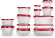 Food Storage 52 Pcs Plastic Container Set Dishwasher Microwave Safe BPA Free Red