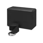 Serveuttam Yoga Blocks with Belt - EVA Foam Block with Cotton Belt (Black) FS