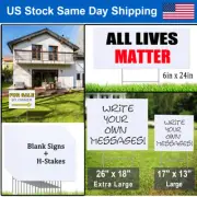 3 Sizes Durable Blank Yard Sign Kit (1/3/5/10/15/20Pcs) w/ Metal H Frame Custom
