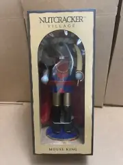 1999 Nutcracker Village Mouse King 12" Wooden Nutcracker In Box Rare Vtg