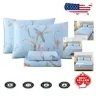 Farmhouse Charm King Size 4-Piece Egyptian Cotton Bed Sheet Set - Light Blue