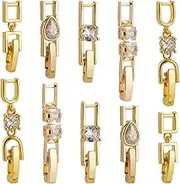 1 Box 10pcs 5 Styles Real 18K Gold Plated Fold Over Clasp Jewellery Folding Clasp Brass Golden Rack Plating Folding Extender Foldable Extension Closure And Clap For Jewellery Making Bracelet