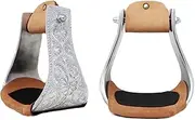 CHALLENGER Horse Western Lightweight Aluminum Engraved 5-1/4" Wide Bell Stirrups 51157-CH