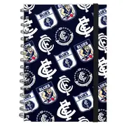 Carlton Blues AFL Hard Cover Through the Years Logo Spiral Bound A5 Notebook