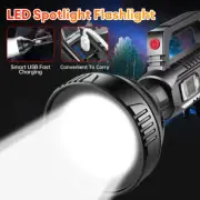 LED Searchlight Flashlight Super Bright Torch USB Rechargeable Lamp 3 Modes