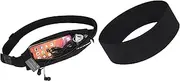 Running Belt and Sports Headband, Waist Pack for Gym Workouts, Exercise, Cycling, Walking, Jogging - Mobile Phone, Wallet, Card, Key Storage