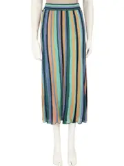 Metallic Striped Midi Skirt