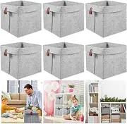 [Fxvhojq] 6Pcs Storage Cubes Collapsible Fabric Storage Cubes Organizer Foldable Cube Storage Bin 9 X 9 X 10inch Collapsible Storage Bins with Hanging Ring for Shelves, Storage Boxes (Light Grey)