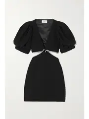 [A.L.C.] A.L.C. - Hazel Crystal-embellished Cutout Cady Mini Dress - Black - US8 US 8 Black