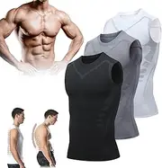 Tourmaline Posture Corrector Vest for Men,Back Brace Posture Corrector for Men,Mens Posture Corrector Shaping Vest (M,3PC)