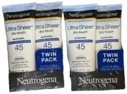 4 X Neutrogena Ultra Sheer Dry-Touch Sunscreen Lotion SPF 45 3 Oz See Photos!