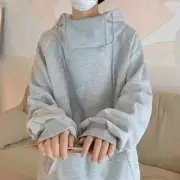 Autumn Turtleneck Fleece Hoodies For Men New High Street Oversize Pullover