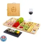 Large Bamboo Charcuterie Boards,Folding Cheese Board and Knife Set,Cheese Boa