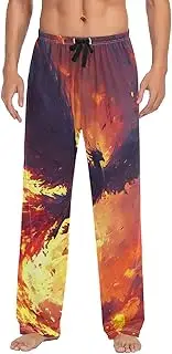 [XYMZR] Fly Phoenix Fire Men's Pajama Bottoms Lounge Pajama Pants Sleep Bottoms with Pockets for Men S