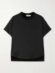 [SIMKHAI] SIMKHAI - Addy Jersey-paneled Satin T-shirt - Black - small small Black