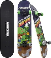 Minecraft 31 inch Skateboard, 9-ply Maple Deck Skate Board for Cruising, Carving, Tricks and Downhill