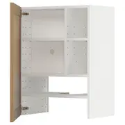 METOD wall cb f extr hood w shlf/door, white/Vedhamn oak, 60x80 cm