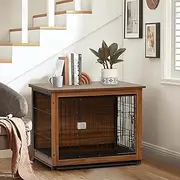 Fashionwu Large Dog Crate Furniture, Wooden Dog Crate Furniture with Door, Indoor Pet Crate Dog Kennel with Removable Tray Heavy Duty Dog Crate for Large Medium Dog 78 X 56 X 65 cm