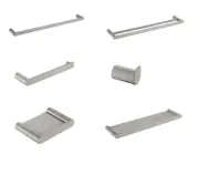 Sleek Bathroom Towel Rail Robe Hook Toilet Roll Holder Soap Dish Brushed Nickel