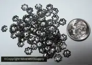 100 Nickel silver plated bead caps 6mm filigree fpb093