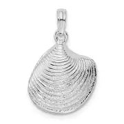 Sterling Silver De-Ani Rhodium-Plated Polished 3D Clam Shell Pendant