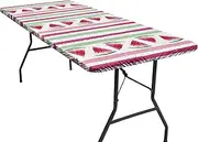 Camping Table Cover - Waterproof Elastic Edge Camping Tablecloth | Rectangle Outdoor Accessories Flannel Backed Windproof Table Cover for BBQ,