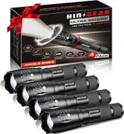 1 Mode Flashlights 4 Pack, Super Bright Zoomable LED Tactical Flashlight High Lu