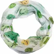 [Jeamis] Smiley Silk Loop Colour Gradient Spring Round Scarf Unisex Summer Autumn Lightweight Scarf Stole Silk Face Smile