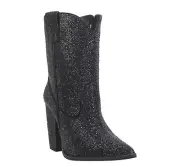 Dingo Neon Moon Ladies Rhinestone Cowgirl Black Booties DI567 Women's Size 9 M