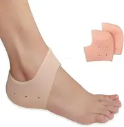 Wonder Care Pair Of 1 Silicone Heels Protectors For Moisturizing Heels, Cracked Heel Protection, Relief Blister, Heel Spurs, And Plantar Fascitis Wrap| Heel Gel Socks| Stretchable| Unisex, Beige