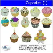 Embroidery Design Set - Cupcakes(1) - 13 Designs - 9 Formats - USB Stick