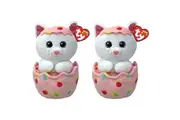 2PK TY Beanie Boos Giggles Cat In Egg Kids Plush Stuffed Toy 15.5cm 3y+ Regular