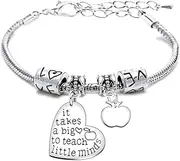 [lauhonmin] It Takes a Big Heart to Teach Little Minds Bracelet Adjustable Bangle Teacher Women Men