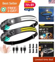 Headlamp Rechargeable - 2 Pack Led Headlamp, 230° Wide Beam with Mo...