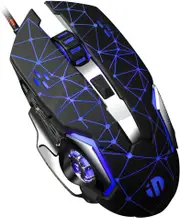 Inphic Gaming Mouse, Silent Click USB Optical Wired PC Laptop Computer Gaming Mouse 4800DPI Ergonomic Mice with 6 Programmable Buttons,4 DPI Adjustment, RGB Breathing LED