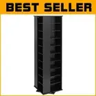 Compact & Stylish 4-Sided Media Cabinet with Revolving Shelves - Lacquered Black