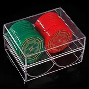 Poker Chips Box - Poker Chip Rack | Poker Chips Holder Tray | Poker Chip Display | Poker Table 2 Slots Box | Acrylic Poker Chip Case Holders Each Holds 40 Chips | Poker Chip Tray Box Clear Acrylic Box