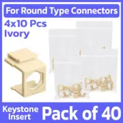 40 Pack Blank Keystone Jack Insert With Hole for RCA F-Type BNC Connector Ivory