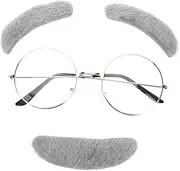 Baluue 1Set Old Man Costume Fake Eyebrows Glasses of School Dress Up Accessories Lightweight and Durable Grandpa Costume Kit for Halloween and Cosplay Parties