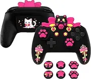 PlayVital Sweetheart Kitty Silicone Skin Compatible with Nintendo Switch Pro Controller Kawaii Anti-Slip Cover, Switch Pro Controller Joystick Grips & Protective Silicone Case - Black