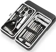 19 in 1 Stainless Steel Manicure set Professional Nail clipper Kit of Pedicure Tools Ingrown ToeNail Trimmer,Black
