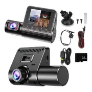 Dash Cam Front and Rear Inside HD Wide Angle Dashboard Camera Driving Recorder-3 Lenses and 32GB memory card