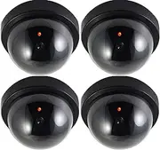 Dummy Camera with Lens Video Surveillance Goods Security Camera Fake Camera with Red LED Light Deceptively Real for Wall Ceiling Pack of 4