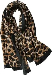 [ROMISBABA] Leopard Print Beach Scarf for Women Stylish Sun Block Shawl Premium Lightweight Travel Wrap for Parties Vacations All Seasons