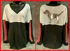 Victoria's Secret Pink Bling Rhinestone Varsity Tee Shirt Mesh Gray White Dog M