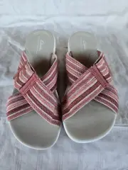 Clarks CloudSteppers Arla Wave Dusty Rose Women's 9.5 Sandals Slip on Adjustable