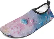 [BTCOWZRV] Water Shoes for Women Men Rainbow Color Glitter Water Sports Shoes Slip-on Breathable Lightweight Athletic Aqua Sock
