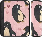 Penguin Peach Valentine's Day Gold 2 Pack carseat Strap Pads, More Comfort Driving, seat Belts Covers for Airplane Airplane Van 10x7.7 in forro para cinturon de segurida