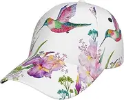 [pvinnk] Garden with Birds and Flowers Print Stylish Hat Headwear Hat Baseball Cap Adjustable Snapback Hat for Men and Women Black, Black, One Size